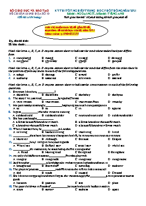 Đề thi thử THPT Quốc gia môn Tiếng Anh - Đề số 10 - Năm học 2021 (Có đáp án)